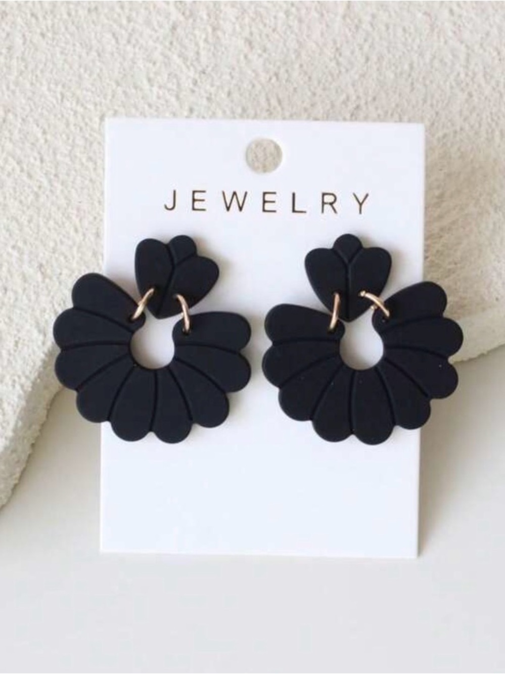 Women’s Black Floral Hoop Earrings - Jewelry Brand